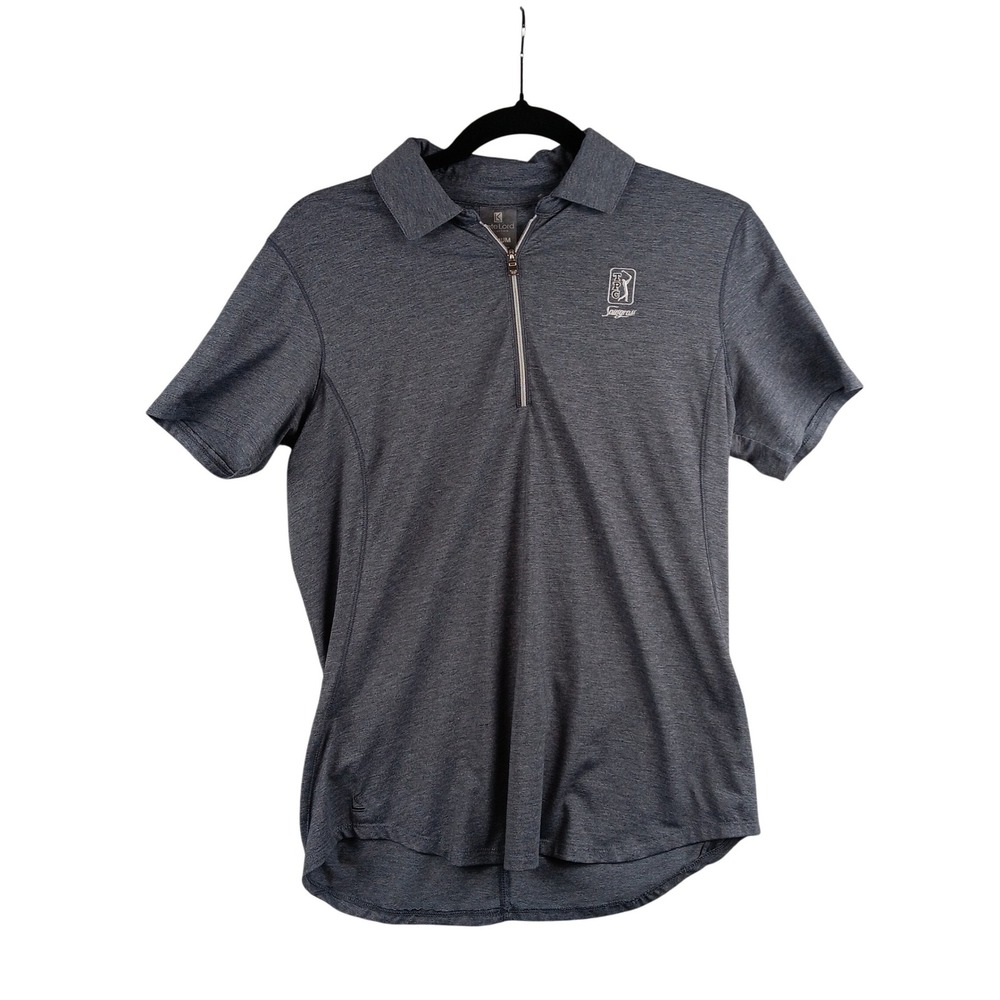 Kate Lord Collection Womens Medium Gray Short Sleeve Quarter Zip Golf Polo Shirt